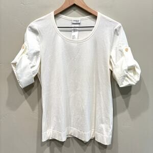 Akris Punto Scoop Neck Short Sleeve Top Cream White - Size: 10